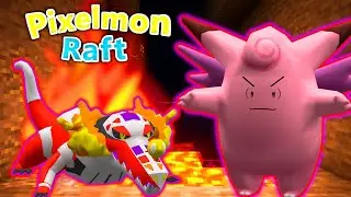 Minecraft Pixelmon Raft - ICE OR FIRE MOUNTAIN (Days 66-70)