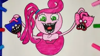 Drawing Huggy Wuggy of Poppy playtime| How to draw Mommy long legs & HUGGY| Friday Night Funkin(FNF)