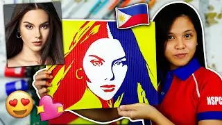 CATRIONA GRAY Cardboard Portrait TIME LAPSE | Making Unique Art of Miss Universe by Filipino Artist