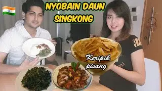 Garry (Orang India) makan daun singkong untuk pertama kalinya