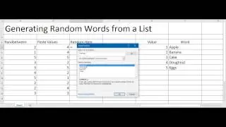 Generating Random Words from a List in Excel