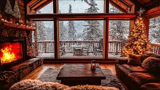 🎄 ❄️ Christmas Day 2025 in Cozy Winter Cabin Ambience |  Winter Cabin with Snowfall and Fireplace