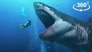 Hunted by a MEGALODON! 4K 360° Survival