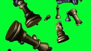 Chess Pieces Flying Gold & Silver Green Screen #2