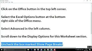 How to remove the print preview lines in  Excel 2016/2013/2010/2007?