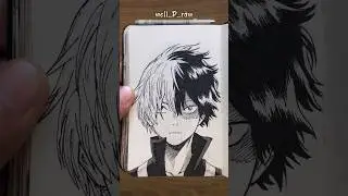 [ASMR] Drawing Shoto Todoroki 🔥❄️ - My Hero Academia #satisfying #shorts #asmr