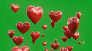 Heart Green Screen | Floating Hearts Animation | 4K Chroma Key | No Copyright