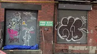 Love my city Manchester buildings covered in graffiti