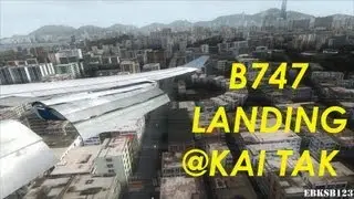FSX HD 1080p - Boeing 747 landing Hongkong Kai Tak - as REAL as it gets!!!
