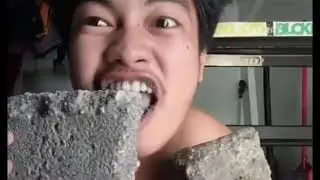 tipo comiendo piedra o cemento XD con asmr