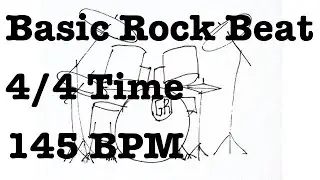 Basic Rock Drum Beat - 145 BPM - 4/4 Time - Metronome Loop 145BPM - Rock Beat - Drum Backing Track