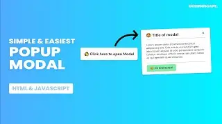 Popup Modal CSS: How to Create Simple Popup Modal With Vanilla JavaScript 🔥