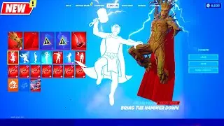The Worthy: Thor's Mjolnir Built-in Emote on Other Fortnite Skins シ