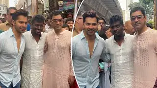 Varun Dhawan Arrives At Lalbaug To Seek Bappa's Blessings With 'Baby John' Film Director Atlee