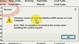 Windows could not start the Mantra AVDM service on Local Computer An exception occurred in the servi