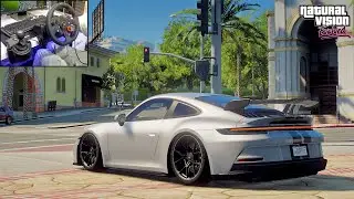 Remastered GTA 5? | Ultra Realistic Graphics MOD - 2022 Porsche 911 GT3 | Steering Wheel Gameplay