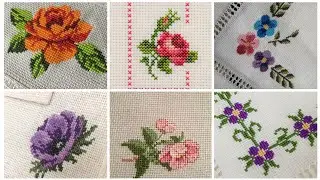 Poplar stunning Cross ❌ stitch embroidery different colors mini flowers 🌹 ideas