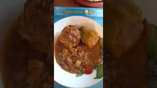 Фаршированный кабачок и перец на ужин 😋👍#food #еда #shorts