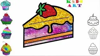 Learing colors with 8 glitter cakes - Kids Art