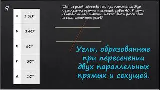 Углы, образованные при пересечении двух параллельных прямых и секущей