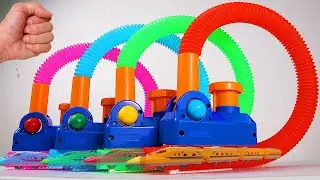 Pop Tube Marble Run Race ASMR # 13 ☆ Sub-way ☆ Creative Healing Sound Machine DIY Build