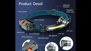 Лучший налобный фонарь 2022 года-Police W679 с датчиком движения и зумом!