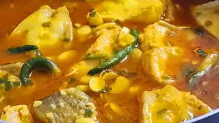 How to cook wallago fish with beans seeds/Goal mach diye bichi ranna recipe