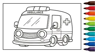 Cara menggambar Mobil Ambulance untuk anak | Car coloring page