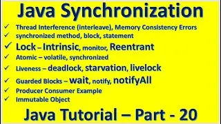 Java Synchronization Intrinsic Reentrant volatile deadlock wait notifyAll Java Tutorial – Part - 20