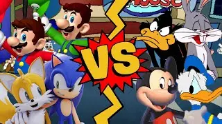 M.U.G.E.N Battles | Mario/Luigi/Sonic/Tails Vs Mickey Mouse/Donald Duck/Bugs Bunny/Daffy Duck