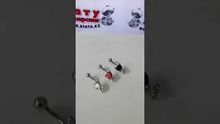 Сережки в пупок сердца с рожками