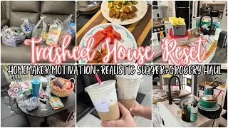 TRASHED RV CLEAN WITH ME || Grocery Haul + Simple Supper + Cleaning Motivation
