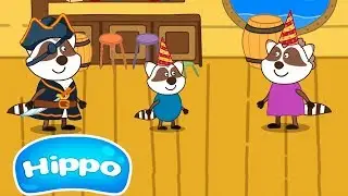 Hippo 🌼 Kids birthday party 🌼 Raccoon Family 🌼 Cartoon Game Review