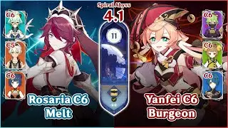 【Genshin Impact】NEW Spiral Abyss 4.1 Floor 11 - Rosaria Melt & Yanfei Burgeon | Full Stars⭐
