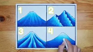Cara menggambar dan mewarni gunung