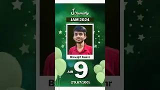 J Chemistry JAM Result 2024 | IIT JAM Chemistry 2024 topper | AIR 9