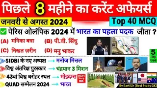 Last 8 Month Current Affairs 2024 | January 2024 To August 2024 |Most Important Current Affairs 2024
