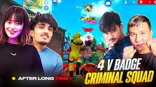 4 V Badge Criminals 😱 In Same Lobby😍 Unbeatable Squad ☠️ #freefire