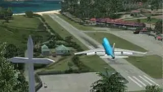 Flight Simulator X | HD | PMDG 747 Landing St-Barts