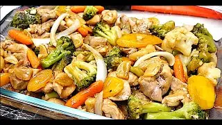 Chicken and Veggies with Ginger in Sesame Soy Sauce (Quick, healthy, easy dinner recipe)