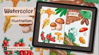 Watercolor Drawing | from sketch to finish | Forest - Realistic Paint Studio