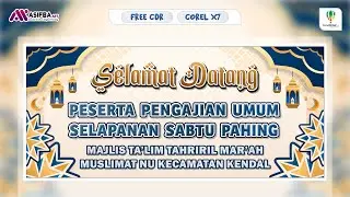 FREE CDR Desain Banner atau Spanduk MMT Pengajian Selapanan Muslimat NU CorelDRAW X7 #asifbaart
