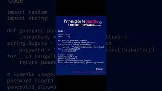 Python code to Generate a random password 