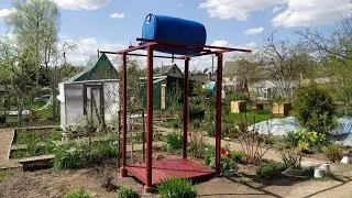 Как установить кран в пластиковую бочку.Душевая на даче.Начало.