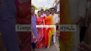 Bollywood Actress Bhagyashree with son Abhimanyu Dasani & daughter Avantika Dasani arrived ganesh..