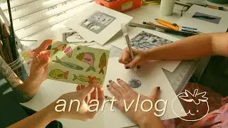 art vlog / bookbinding, client work and new stickies :3