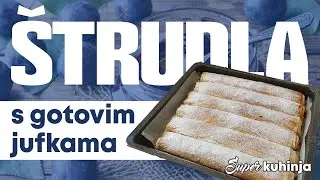 Jam strudel with ready-made noodles / crusts. Strudel made from ready-made noodles.