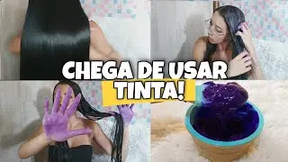 COMO EU PINTO O CABELO DE PRETO SEM TINTA 🖤 Zero química!