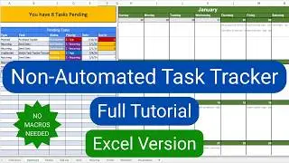 Non-Automated Task Tracker in Excel that follows the Automated Flow (No Macros Needed)