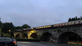 Class 57 rail charter passes over the arches off Royal Leamington Spa ￼west coast railway 1Z83